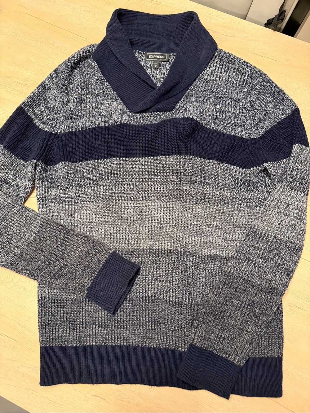 Express Men’s Navy and Heather Gray Turtleneck Sweater